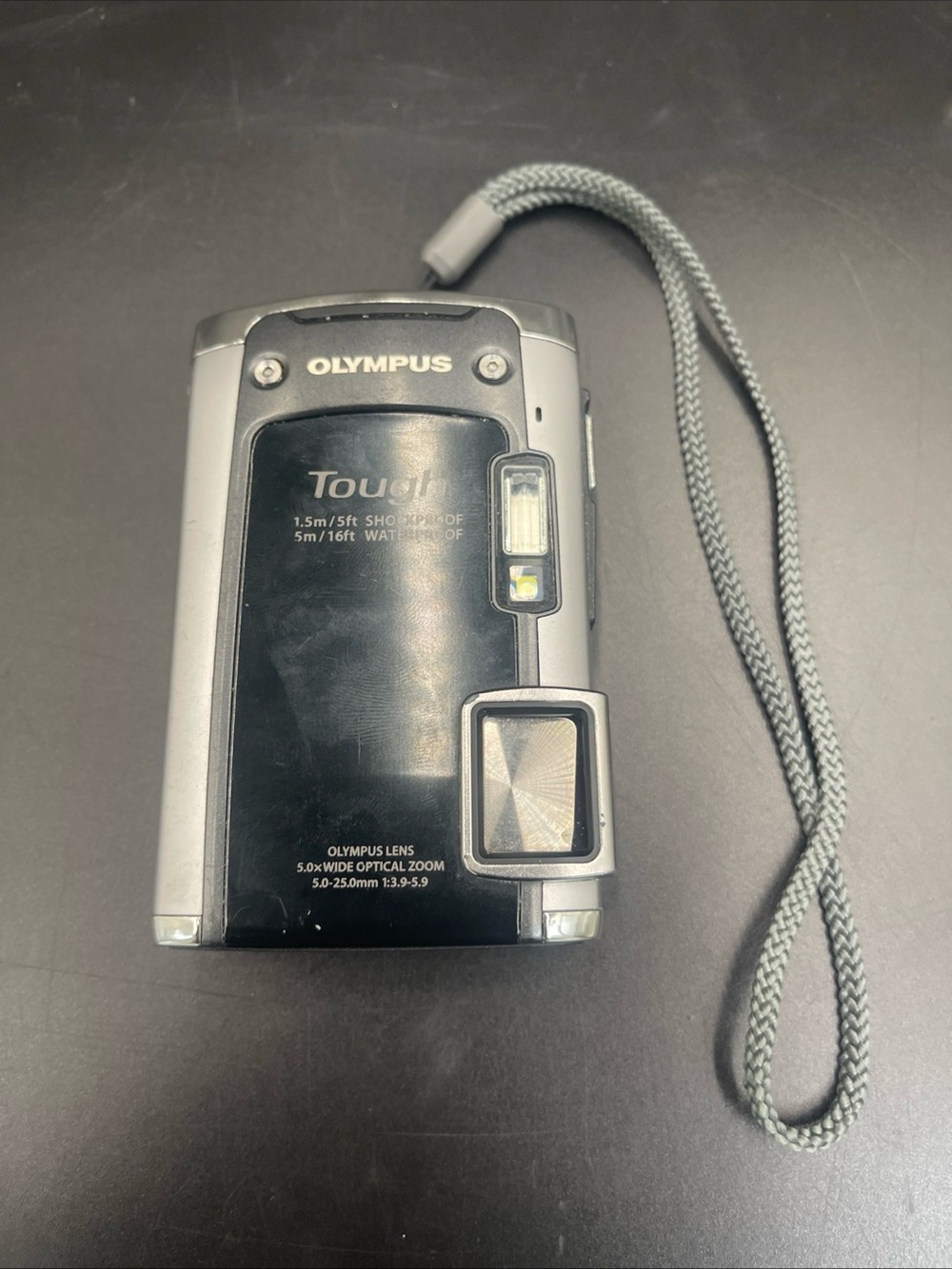 Olympus Tough Compact Camera in Black and Silver with Wrist Strap new batteries
